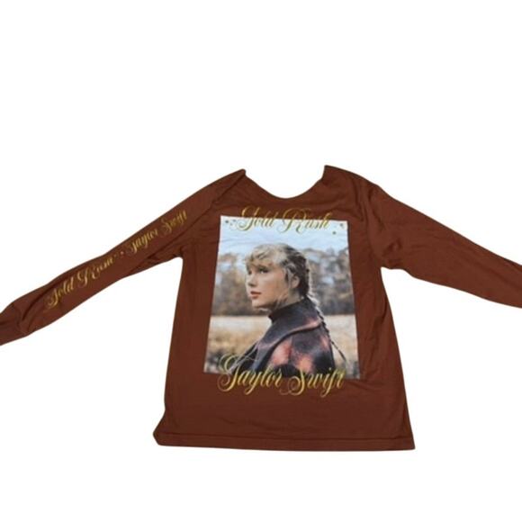 "Taylor Swift" CUT OFF COLLAR Long Sleeve Gold Rush T-Shirt Tour Concert Folk - Picture 3 of 10